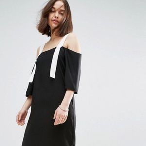 NWT ASOS Cold Shoulder Black Midi Dress